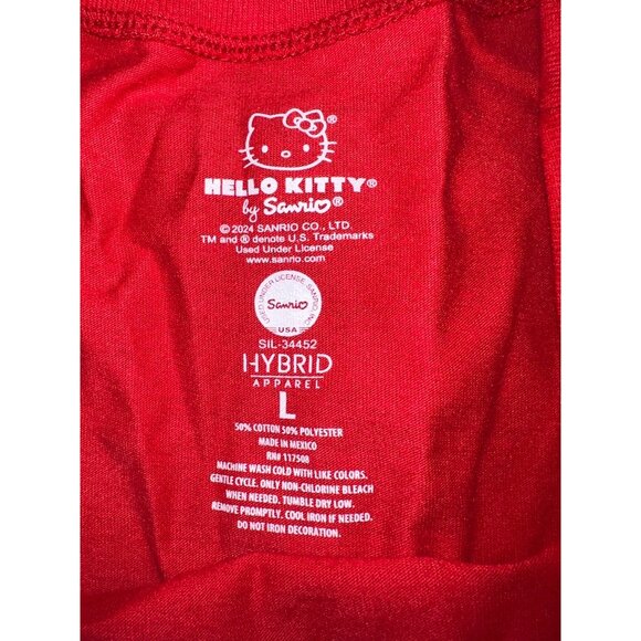 Hello Kitty Red T-Shirt By Sanrio & Hybrid Apparel Womens Size L Short sleeve - Picture 2 of 3